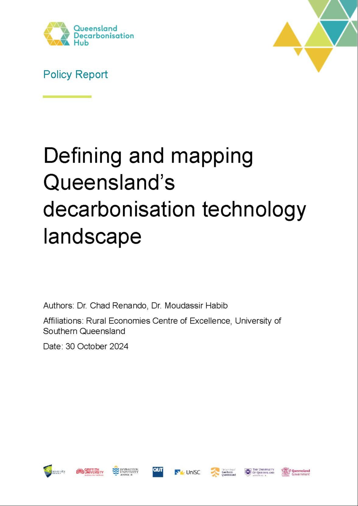 Defining and mapping Queensland's decarbonisation technology landscape